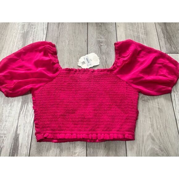 Altar’d State hot pink ruched crop top size small - Picture 4 of 10